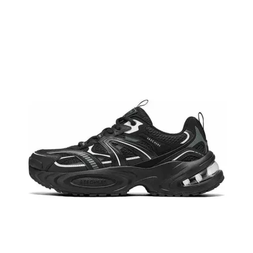 Skechers Lifestyle Cushioning Wear Resistant Low Top Chunky Sneakers Men's Black