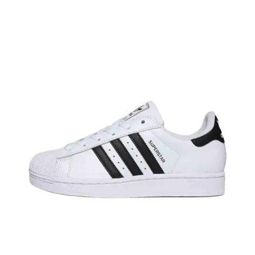 Adidas Originals SUPERSTAR Cushioning Wear Resistant Low Top Kids' Skateboarding Shoes White Teenagers
