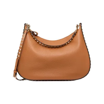 Valentino GARAVANI Calfskin Shoulder Bag Small Size Women's Almond