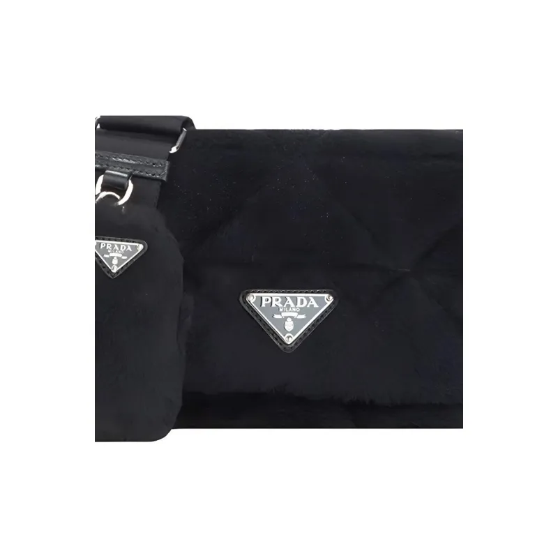 PRADA Fabric Crossbody Bag, Shoulder Bag Women's Black-3