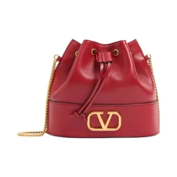 Valentino VLogo Signature Sheepskin Bucket Bag, Shoulder Bag Mini Women's Red