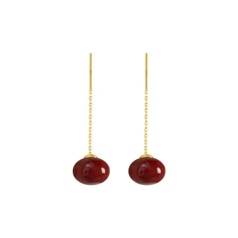 Vegetarian S925 Silver Stud Drop Earrings Women's-0