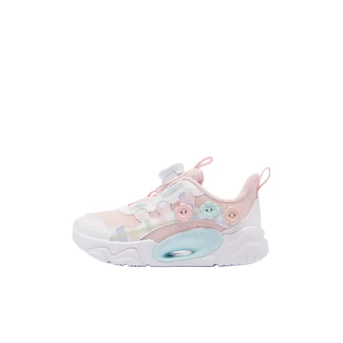 QIAODAN Anti Slip Wear Resistant Low Top Kids Lifestyle Shoes Jordan White/Cloud Pink Children Aged 3 7 Years Old