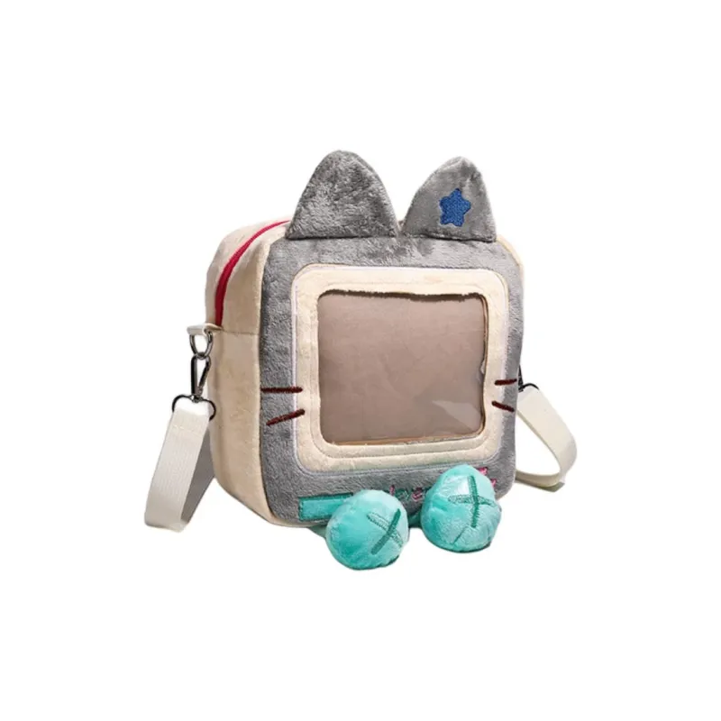 NX DOUGHNUT Faux Plush Shoulder Bag Women's Gray-2