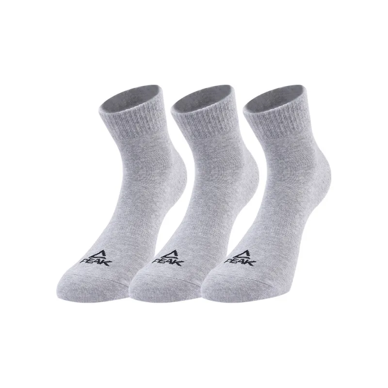 PEAK Mid-Calf Socks Unisex 3 Pack Gray-0