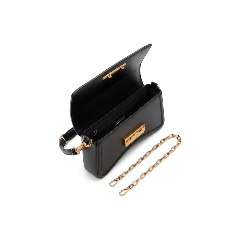 ALDO Artificial Leather Saddle Bag, Shoulder Bag Medium Size Women's Black/Dark Beige/Khaki-2