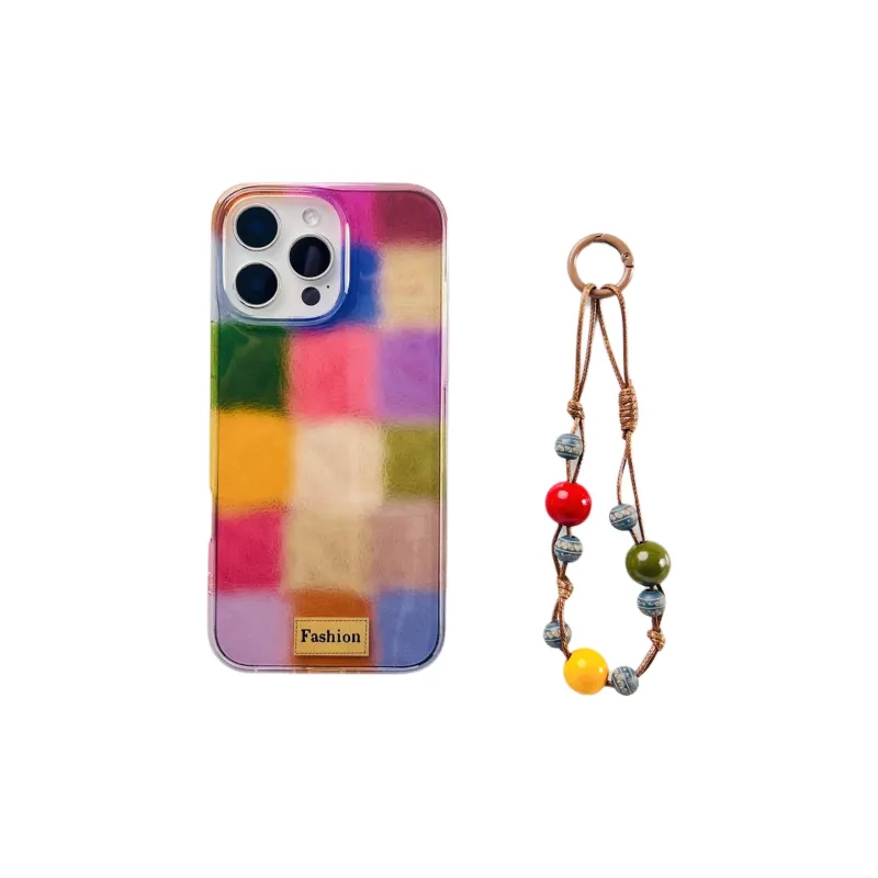 Wei Xin Acrylic Material Multicolor Plaid Colorblock Phone Cases Compatible With IPhone 16/15/14/13/Pro/Mac-1