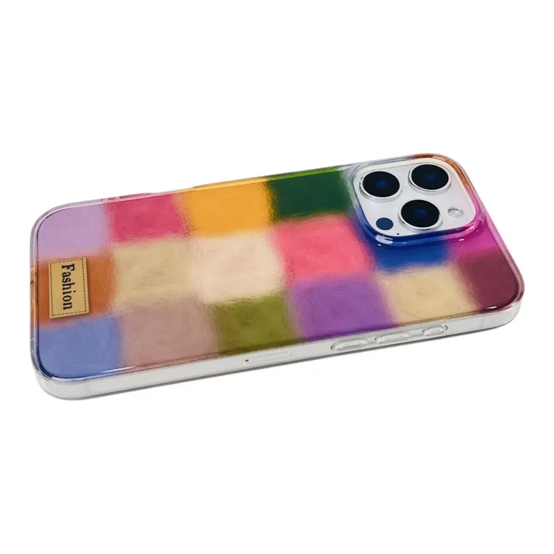 Wei Xin Acrylic Material Multicolor Plaid Colorblock Phone Cases Compatible With IPhone 16/15/14/13/Pro/Mac-5