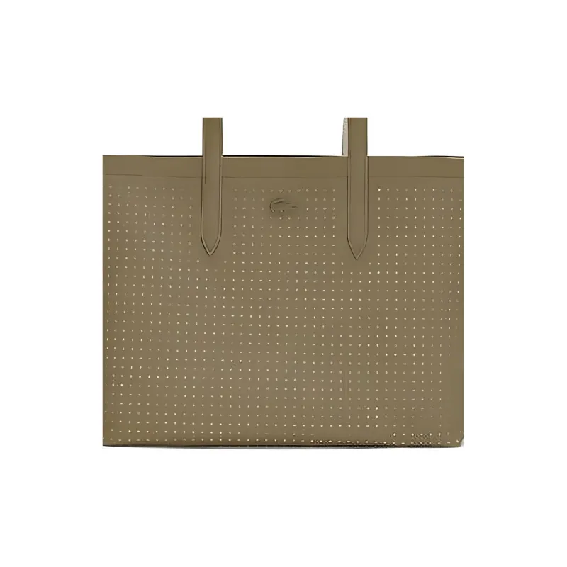 LACOSTE PVC Tote Bag Shopping Bag Handbag Shoulder Bag Large Size Women's Linen & Ivory-3