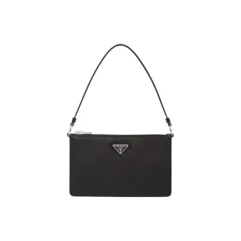 PRADA Saffiano Cow Leather Shoulder Bag Women's Black