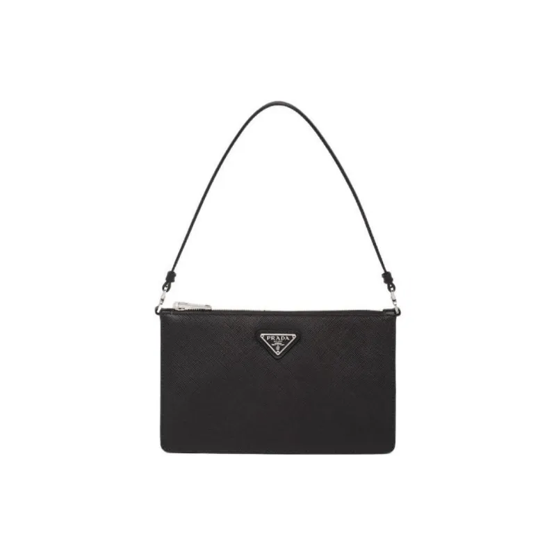 PRADA Saffiano Cow Leather Shoulder Bag Women's Black-0