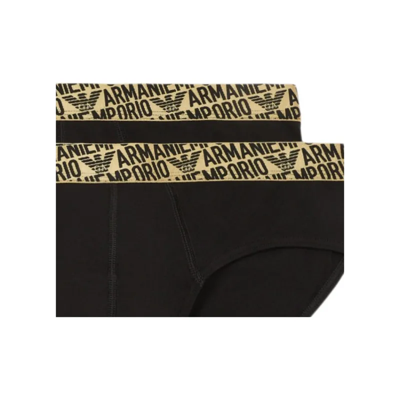 EMPORIO ARMANI Two pack Of Asv All over Shiny Logoband Organic cotton Briefs-3