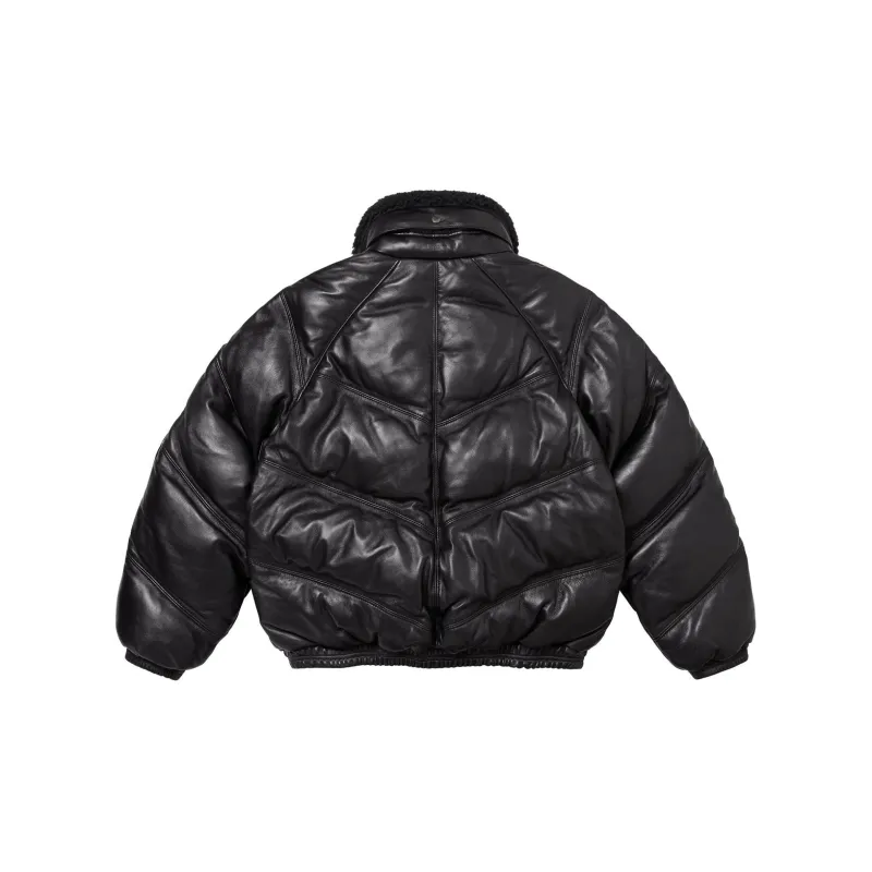Supreme Schott Chevron Leather Down Puffer Jacket-4
