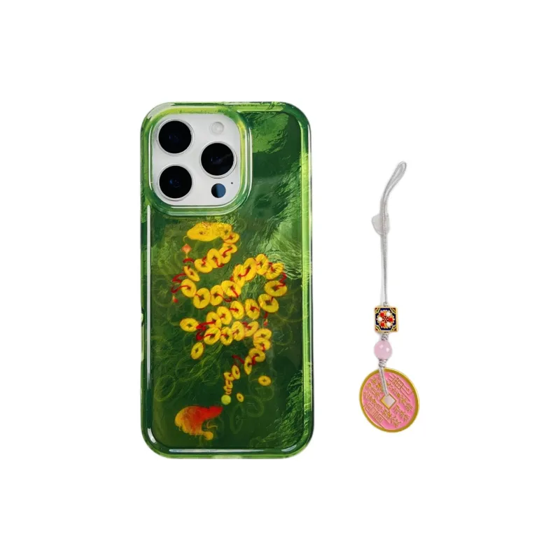 Wei Xin Acrylic Material Money Snake Red Green Phone Cases Compatible With IPhone 16/15 Pro Max/Apple 13/14 Pro/Max-7