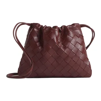 Bottega Veneta Cow Leather Crossbody Bag, Shoulder Bag Trumpets Women's Madder Brown Red
