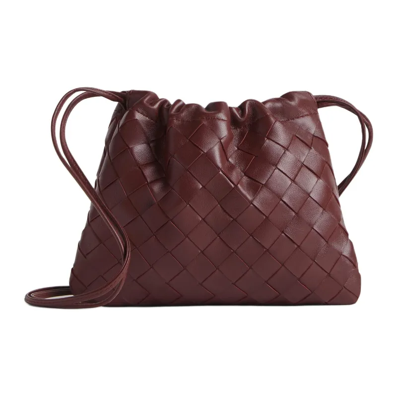 Bottega Veneta Cow Leather Crossbody Bag, Shoulder Bag Trumpets Women's Madder Brown Red-0