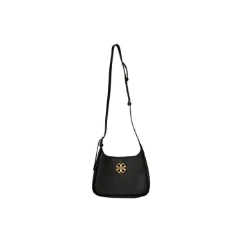 TORY BURCH Miller Litchi Grain Leather Shoulder Bag, Crossbody Bag, Shoulder Bag Trumpets Women's Black