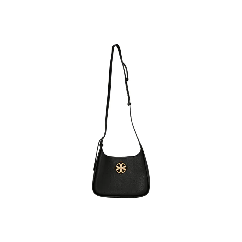 TORY BURCH Miller Litchi Grain Leather Shoulder Bag, Crossbody Bag, Shoulder Bag Trumpets Women's Black-0