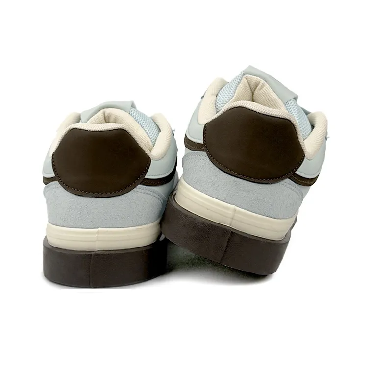 Mengsai Anti Slip Wear Resistant Low Top Skateboard Shoes Women's Light Blue-4