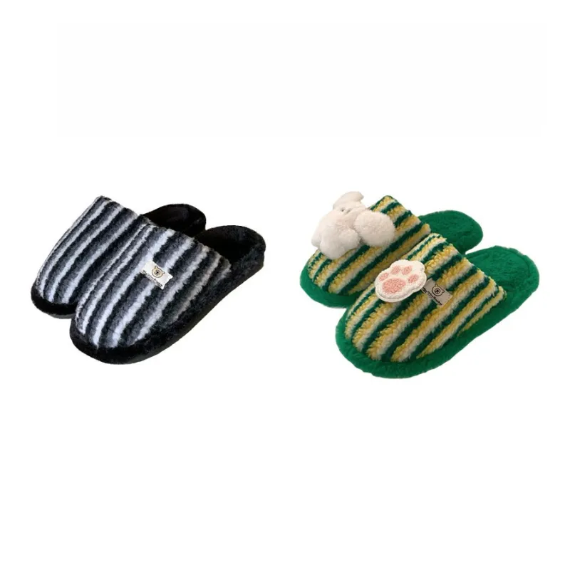 Thin Strips Cotton Slippers Unisex, Pink-22