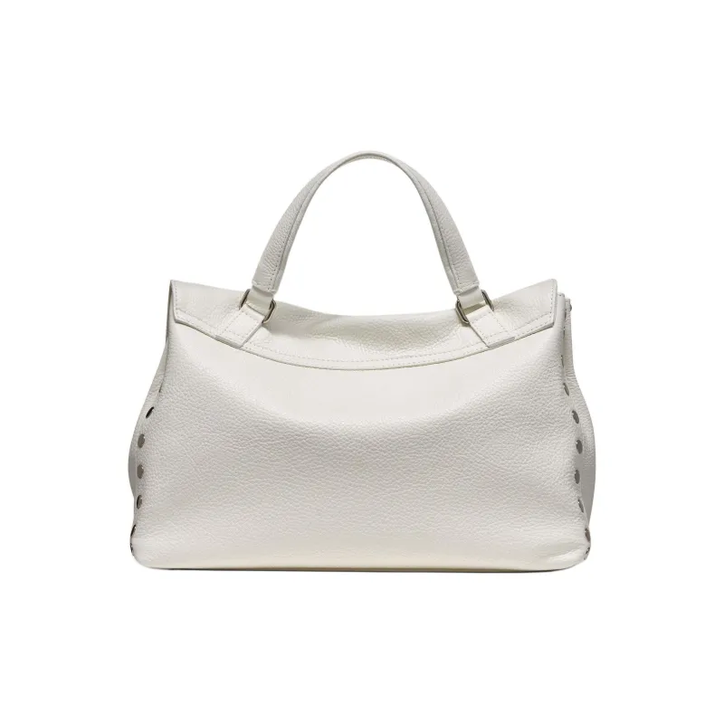 Zanellato Calfskin Messenger Bag, Shoulder Bag, Crossbody Bag, Handbag Medium Size Women's White-2