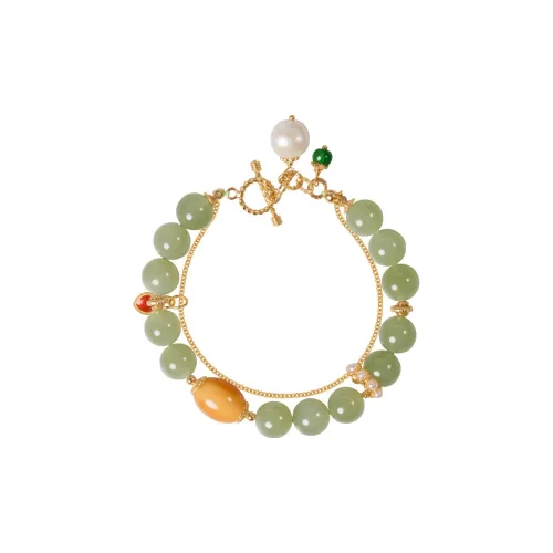 Long Fu Bracelets Green Jade Women's