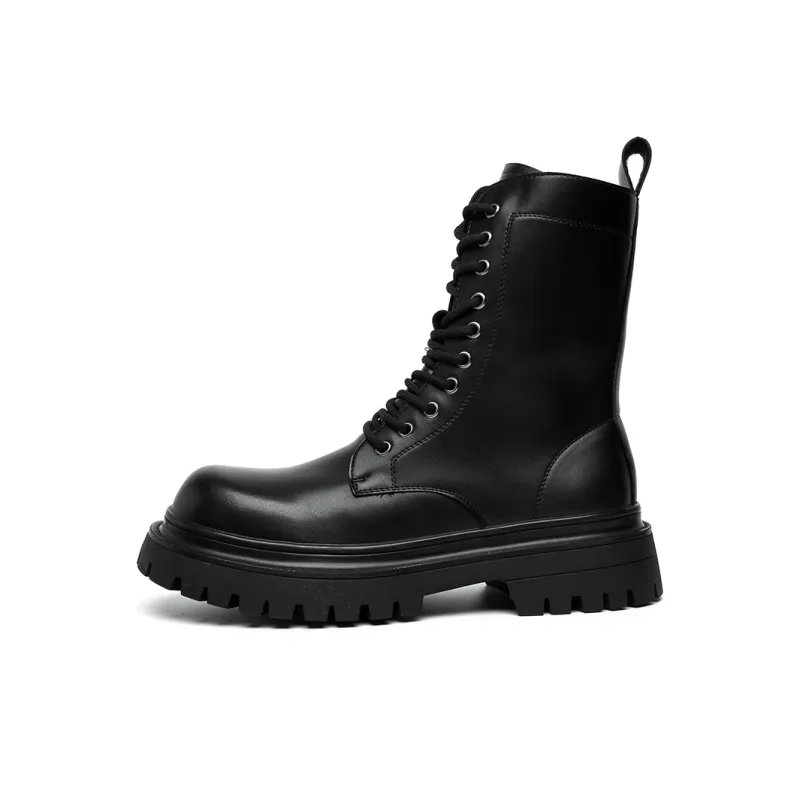 JIETEGONGYANG Short Mid Calf Martin Boot Men's Black-0