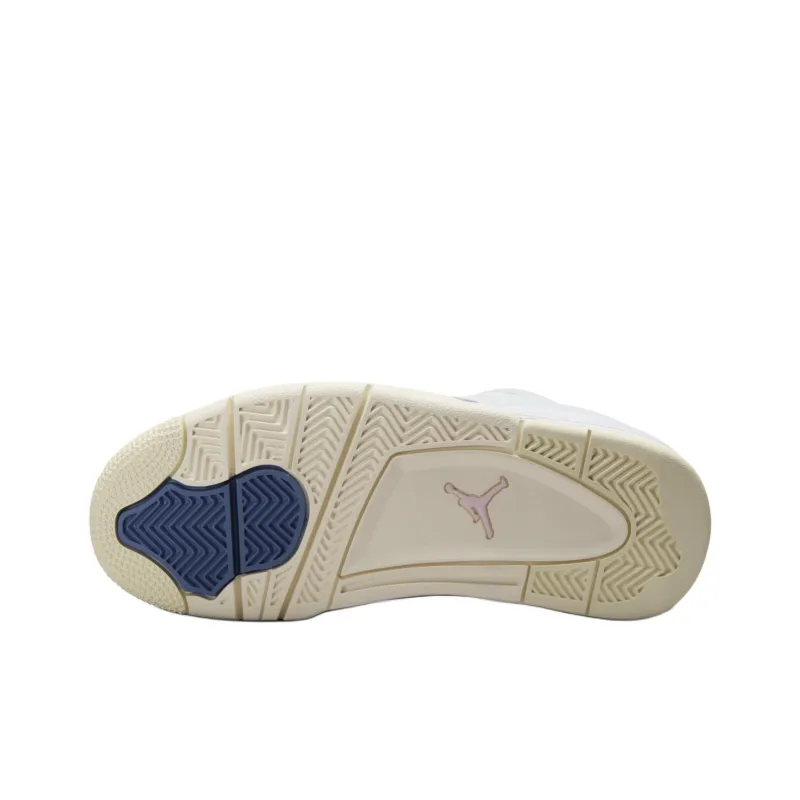 Jordan Air Jordan 4 Abrasion Resistant Low Top Children's Basketball Shoes White Blue Gray Unisex-4