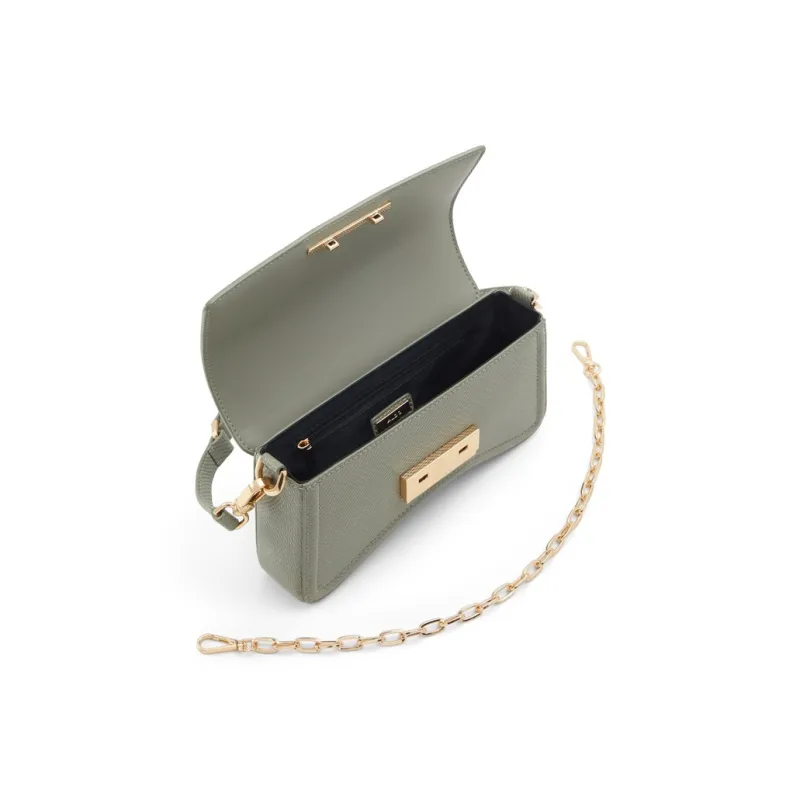 ALDO Artificial Leather Saddle Bag, Shoulder Bag Medium Size Women's Black/Dark Beige/Khaki-5