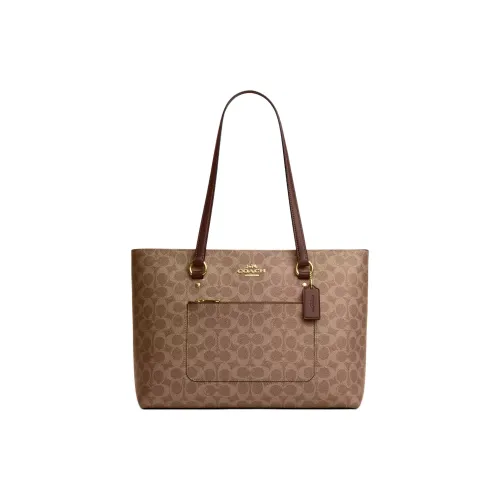 COACH Coated Canvas Tote Bag Shopping Bag Shoulder Bags Unisex Brown
