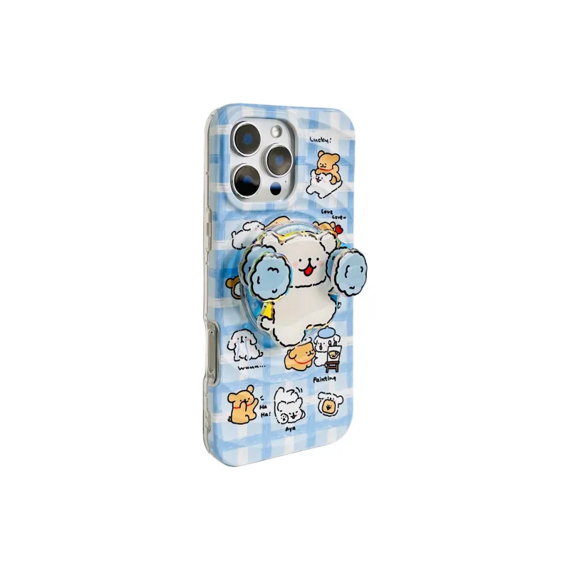 Wei Xin Acrylic Material Couple Dog Magnetic Stand Phone Cases Compatible With IPhone 16/15 Pro Max/Apple 13/14 Pro/Max-1