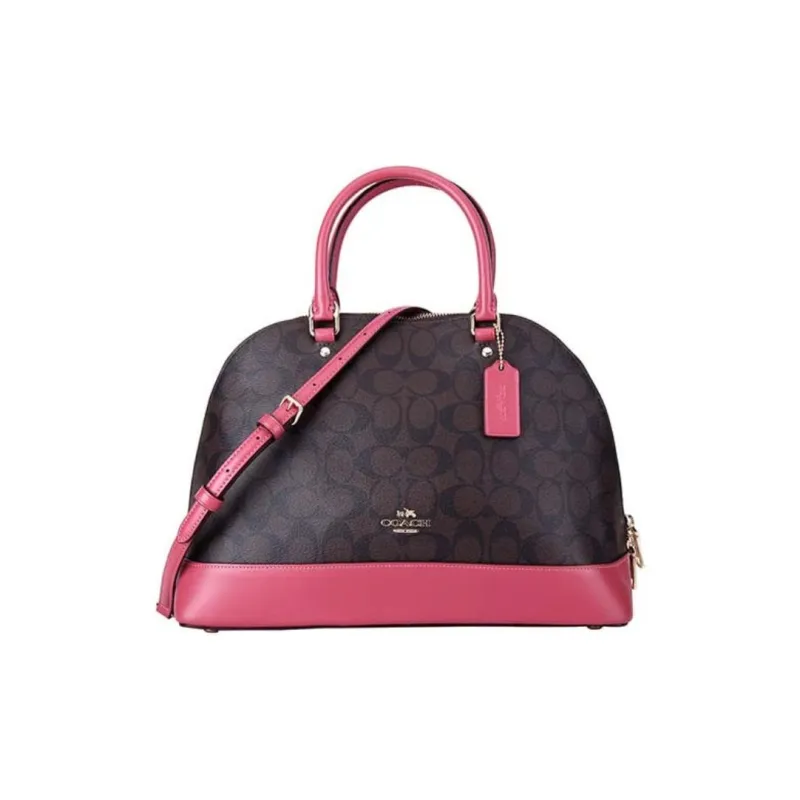 COACH Sierra PVC Dome Bag Shoulder Bag Crossbody Bag Handbag Women's Dark Coffee/Peach Red-0