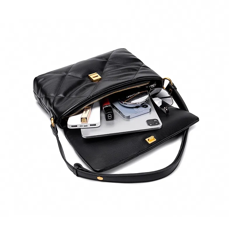 Vigno Synthetic Leather One Shoulder Crossbody Small Square Bag Regular Women's Black-5