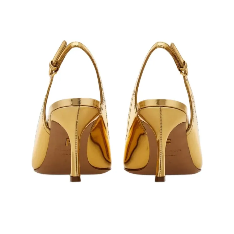 FERRAGAMO Slim Heel High Heels 7cm Women's Gold-4