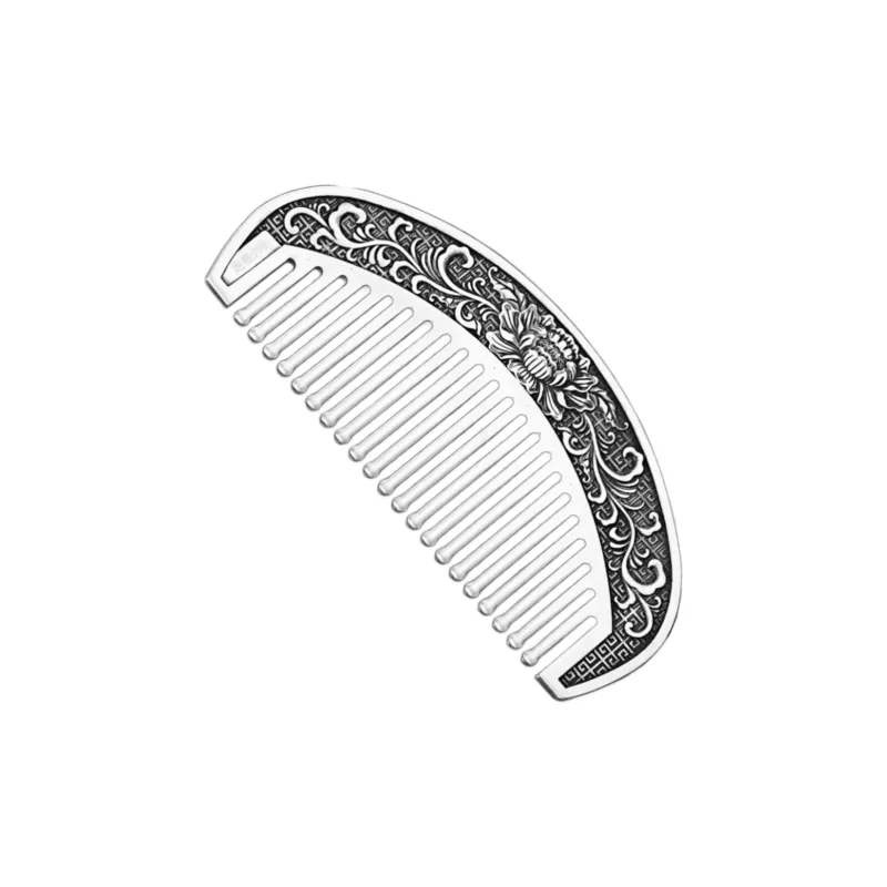 QINGFU 999 Fine Silver Semi Circular Comb For Scraping And Massaging Women's-42
