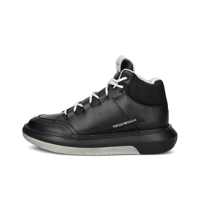 EMPORIO ARMANI High Top Skateboard Shoes Men's Black-0