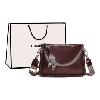 COMELY Cow Leather Patchwork Synthetic Leather Shoulder Bag Pillow Bag Crossbody Bag Regular Women's Wine Coffee