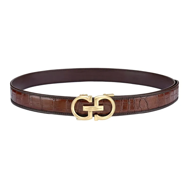 ROBERTA DI CAMERINO Farmed Crocodile Leather Belts Men's Brown 3.4CM-6