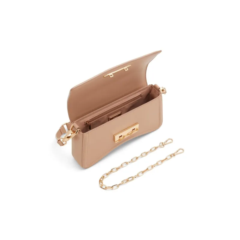 ALDO Artificial Leather Saddle Bag, Shoulder Bag Medium Size Women's Black/Dark Beige/Khaki-8