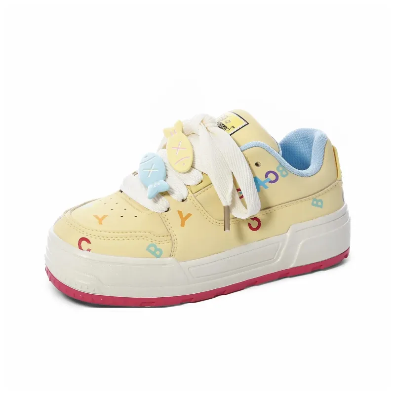 OAOQ Slip Resistant, Abrasion Resistant, Lightweight, Breathable, Height Increasing Low Top Skateboard Shoes Women's-1