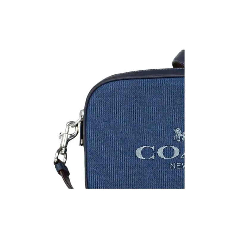 COACH Jes Leather Small Square Bag Cell Phone Pouch Shoulder Bag Crossbody Bag Women's Dark Denim Blue Color-3