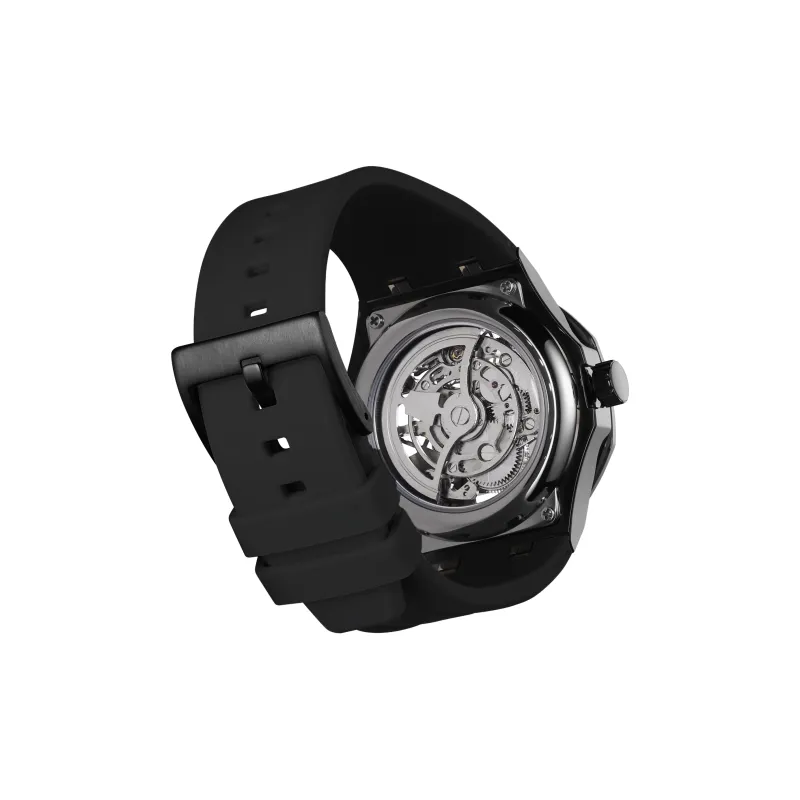 FEYERT Mechanical Movement Silicone Strap Watch Unisex Black Dial-10