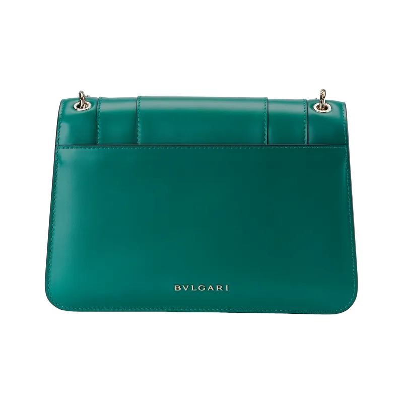 BVLGARI Serpenti Forever Calfskin Crossbody Bag, Shoulder Bag Women's Emeralds-3