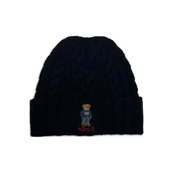 Polo Ralph Lauren Polyester Wool Nylon Beanies Men's Black