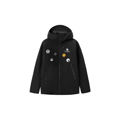 CAMEL All weather Water Resistant Windproof Warm Cold Resistant Windbreaker Jacket Unisex Phantom Black