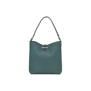 LONGCHAMP Le Roseau Cow Leather Shoulder Bag Medium Size Women's Turquoise