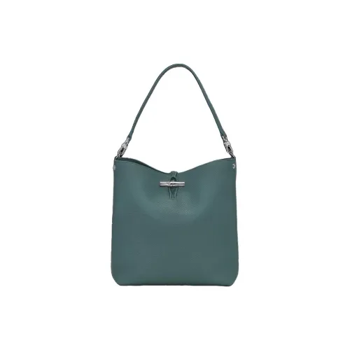 LONGCHAMP Le Roseau Cow Leather Shoulder Bag Medium Size Women's Turquoise