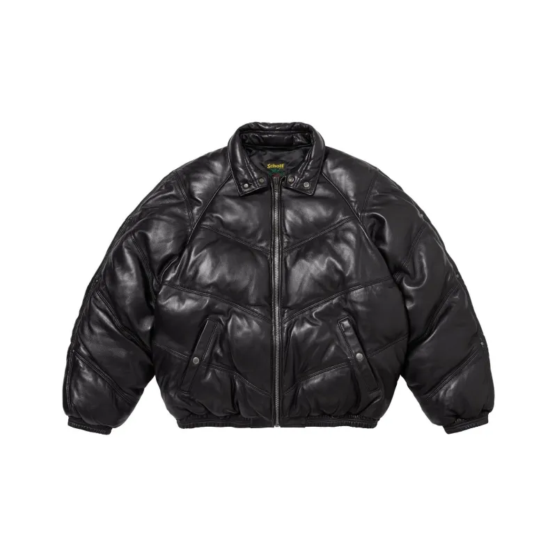 Supreme Schott Chevron Leather Down Puffer Jacket-2
