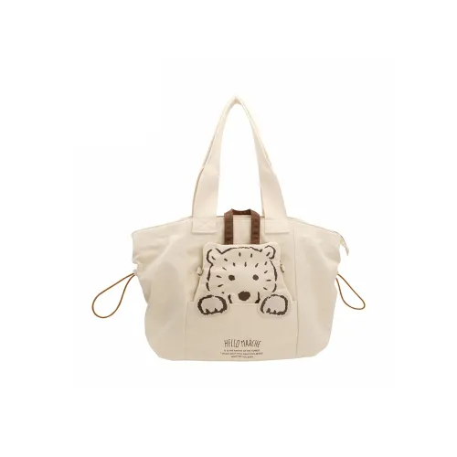 Hello Marche Cotton Shoulder Bag Regular Women's Greige/Light Blue/Apricot Yellow