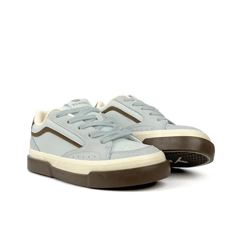 Mengsai Anti Slip Wear Resistant Low Top Skateboard Shoes Women's Light Blue-2